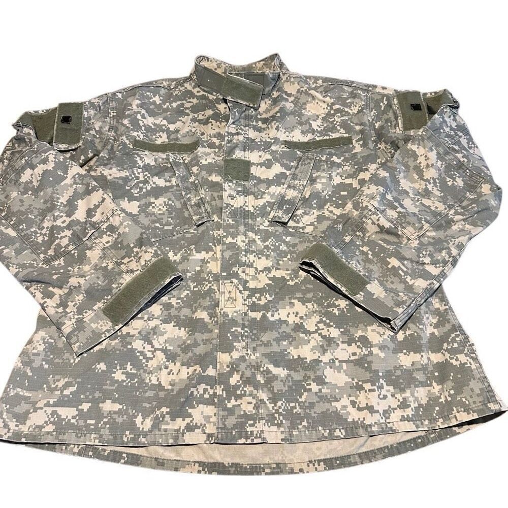 Vintage US Army Combat Jacket Mens Sz XL Digital Camo Military Uniform Coat Zip
